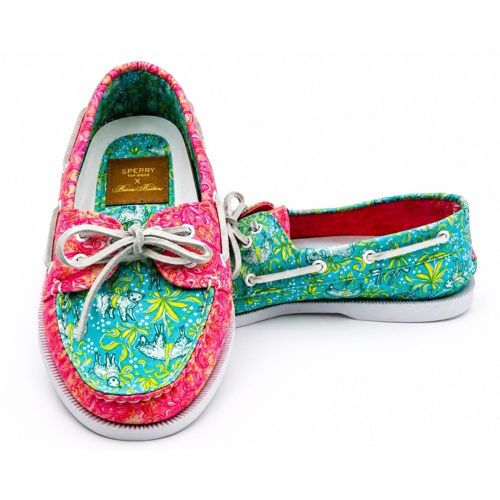 Sperry x‎ Brooks Brothers Boat Shoes Women 8 Colorful Floral Canvas Preppy Coas